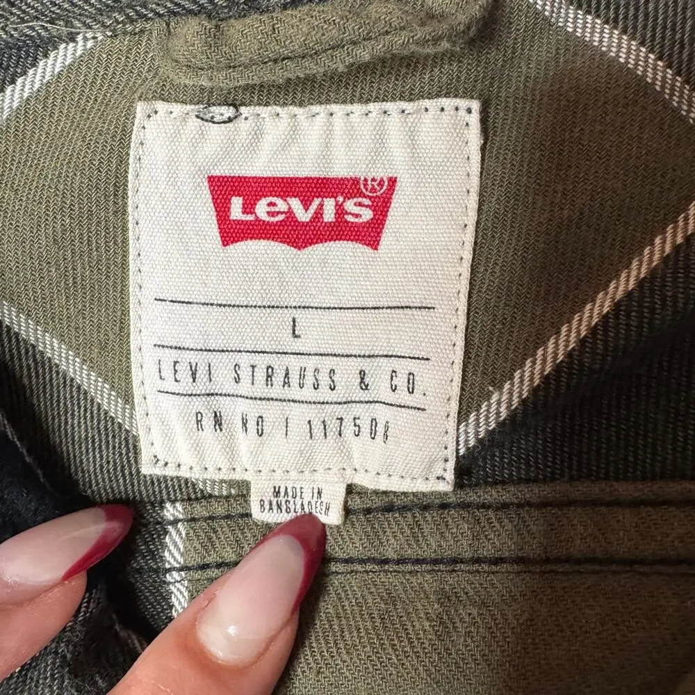 Levi’s Green Black Plaid Flannel L 90s Grunge Workwear
